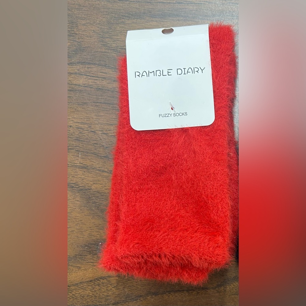 New Ramble Diary Fuzzy Women Socks - 1 pair Red